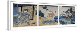 Triptych with the Adventures of Coxinga/ Watonai by Hachiman Taro Yoshiie-Kuniyoshi Utagawa-Framed Giclee Print