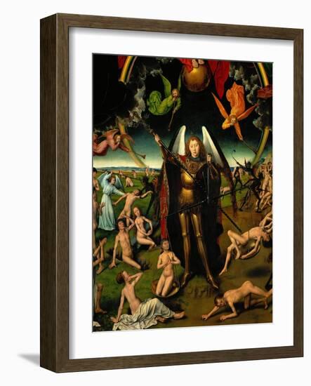 Triptych with the Last Judgement: Center Panel Detail: The Archangel Michael Weighing the Souls-Hans Memling-Framed Giclee Print