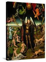 Triptych with the Last Judgement: Center Panel Detail: The Archangel Michael Weighing the Souls-Hans Memling-Stretched Canvas