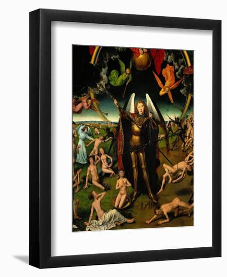 Triptych with the Last Judgement: Center Panel Detail: The Archangel Michael Weighing the Souls-Hans Memling-Framed Giclee Print