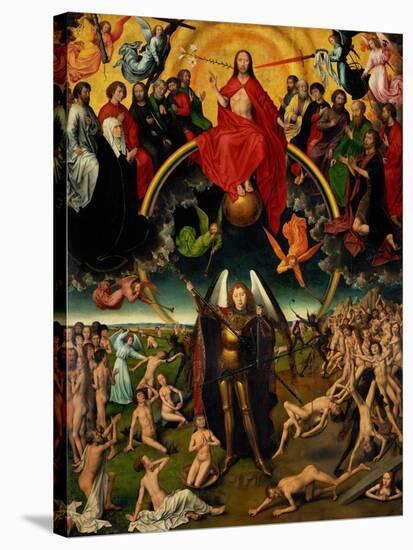 Triptych with the Last Judgement, center panel: Judgement and Weighing of Souls.-Hans Memling-Stretched Canvas