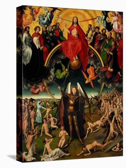 Triptych with the Last Judgement, center panel: Judgement and Weighing of Souls.-Hans Memling-Stretched Canvas