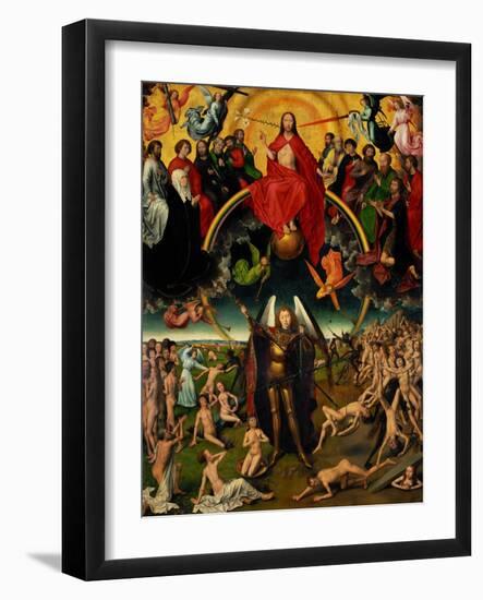 Triptych with the Last Judgement, center panel: Judgement and Weighing of Souls.-Hans Memling-Framed Giclee Print