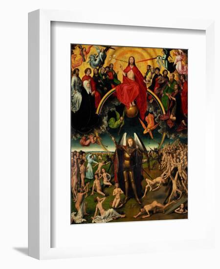 Triptych with the Last Judgement, center panel: Judgement and Weighing of Souls.-Hans Memling-Framed Giclee Print