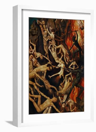 Triptych with the Last Judgement, Right Wing, Detail: Casting the Damned into Hell, 1467-71-Hans Memling-Framed Giclee Print
