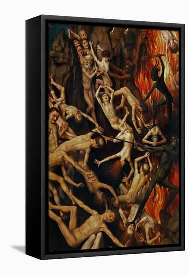 Triptych with the Last Judgement, Right Wing, Detail: Casting the Damned into Hell, 1467-71-Hans Memling-Framed Stretched Canvas