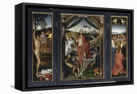 Triptyque de la résurrection (Résurrection, Martyre de Saint Sébastien, l'Ascencion)-Hans Memling-Framed Stretched Canvas