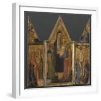 Triptyque. Panneau central : Vierge à l'Enfant avec saints Antoine et Jacques-de San Jacopo a Mucciana Maître-Framed Giclee Print