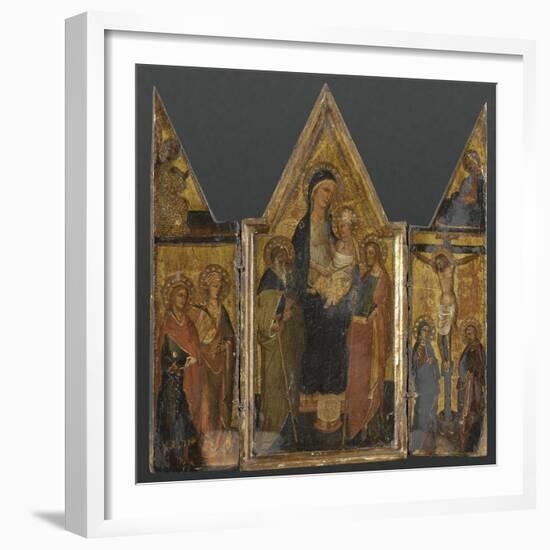 Triptyque. Panneau central : Vierge à l'Enfant avec saints Antoine et Jacques-de San Jacopo a Mucciana Maître-Framed Giclee Print