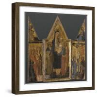 Triptyque. Panneau central : Vierge à l'Enfant avec saints Antoine et Jacques-de San Jacopo a Mucciana Maître-Framed Giclee Print