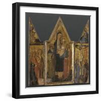 Triptyque. Panneau central : Vierge à l'Enfant avec saints Antoine et Jacques-de San Jacopo a Mucciana Maître-Framed Giclee Print