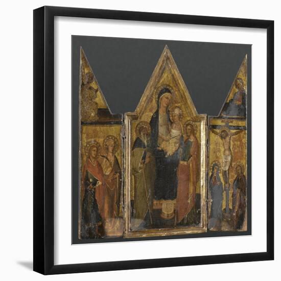 Triptyque. Panneau central : Vierge à l'Enfant avec saints Antoine et Jacques-de San Jacopo a Mucciana Maître-Framed Giclee Print