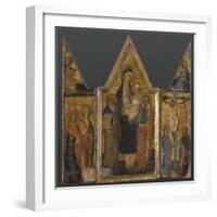 Triptyque. Panneau central : Vierge à l'Enfant avec saints Antoine et Jacques-de San Jacopo a Mucciana Maître-Framed Giclee Print