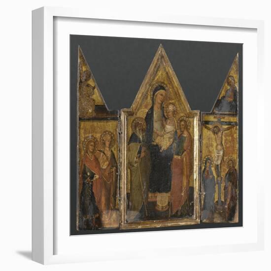 Triptyque. Panneau central : Vierge à l'Enfant avec saints Antoine et Jacques-de San Jacopo a Mucciana Maître-Framed Giclee Print