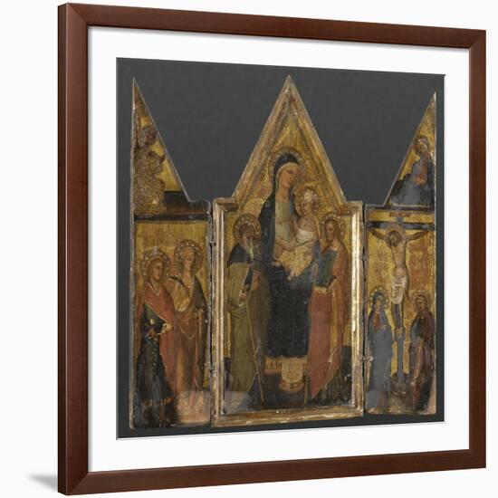 Triptyque. Panneau central : Vierge à l'Enfant avec saints Antoine et Jacques-de San Jacopo a Mucciana Maître-Framed Giclee Print