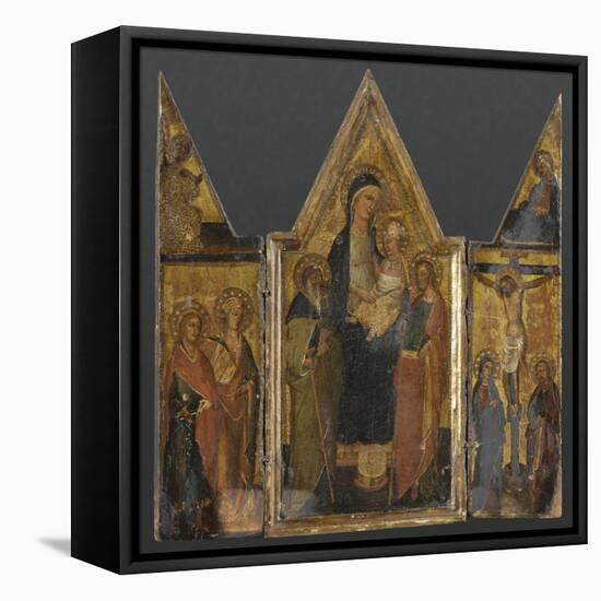 Triptyque. Panneau central : Vierge à l'Enfant avec saints Antoine et Jacques-de San Jacopo a Mucciana Maître-Framed Stretched Canvas