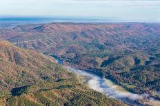 USA, Tennessee. Morning fog Hiwassee River, Blue Ridge fall color-Trish Drury-Photographic Print