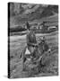 Tristan Da Cunha Island Chef Willie Repetto Riding Donkey-Carl Mydans-Stretched Canvas