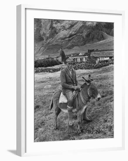 Tristan Da Cunha Island Chef Willie Repetto Riding Donkey-Carl Mydans-Framed Photographic Print