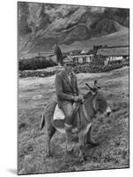 Tristan Da Cunha Island Chef Willie Repetto Riding Donkey-Carl Mydans-Mounted Photographic Print