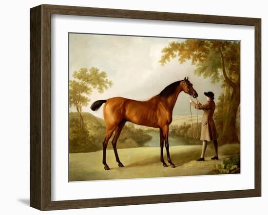 Tristram Shandy, a Bay Racehorse Held by a Groom in an Extensive Landscape, circa 1760-George Stubbs-Framed Giclee Print