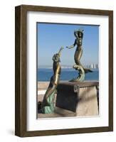 Triton and Nereida Sculpture on the Malecon, Puerto Vallarta, Mexico-Michael DeFreitas-Framed Photographic Print