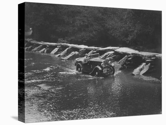 Triumph competing in the Mid Surrey AC Barnstaple Trial, Tarr Steps, Exmoor, Somerset, 1934-Bill Brunell-Stretched Canvas