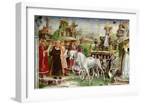 Triumph of Minerva: March, from the Room of the Months, Chariot and the Group of Savants, c.1467-70-Francesco del Cossa-Framed Giclee Print