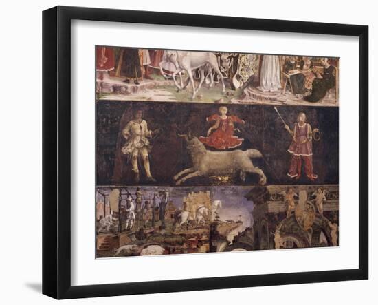 Triumph of Minerva, Sign of Aries and Borso D'Este Administrating Justice and Going Hunting-Francesco del Cossa-Framed Giclee Print