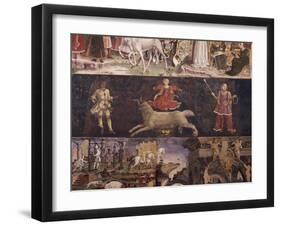 Triumph of Minerva, Sign of Aries and Borso D'Este Administrating Justice and Going Hunting-Francesco del Cossa-Framed Giclee Print