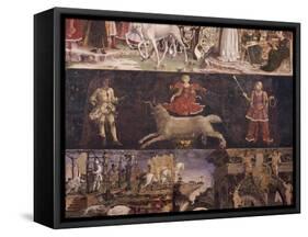 Triumph of Minerva, Sign of Aries and Borso D'Este Administrating Justice and Going Hunting-Francesco del Cossa-Framed Stretched Canvas