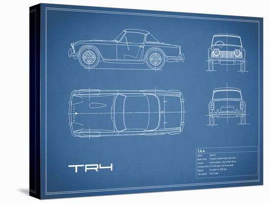 Triumph TR4-Blue-Mark Rogan-Stretched Canvas
