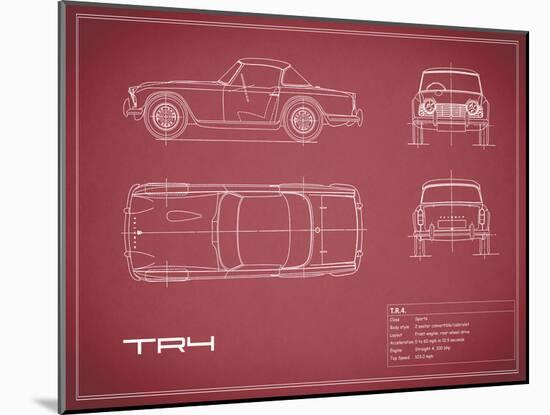 Triumph TR4-Maroon-Mark Rogan-Mounted Art Print