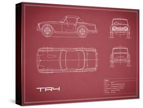 Triumph TR4-Maroon-Mark Rogan-Stretched Canvas