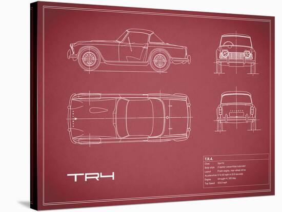 Triumph TR4-Maroon-Mark Rogan-Stretched Canvas