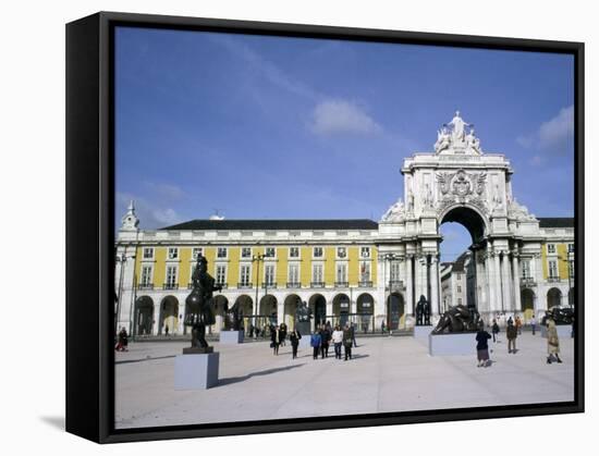 Triumphal Arch and Praca do Comercio, Baixa, Lisbon, Portugal-Michele Molinari-Framed Stretched Canvas