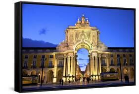 Triumphal Arch at Dusk, Lisbon, Portugal, South West Europe-Neil Farrin-Framed Stretched Canvas