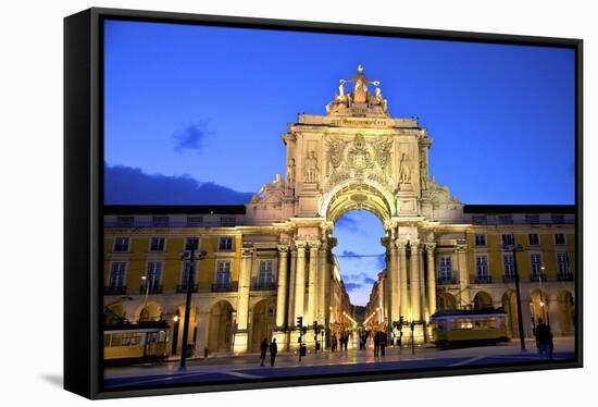 Triumphal Arch at Dusk, Lisbon, Portugal, South West Europe-Neil Farrin-Framed Stretched Canvas