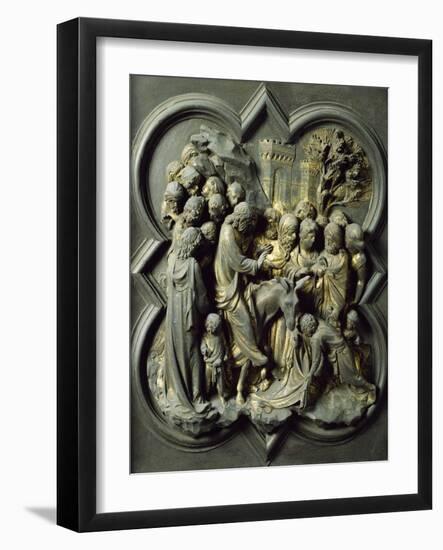 Triumphal Entry of Christ into Jerusalem, Gilded Bronze Panel-Lorenzo Ghiberti-Framed Giclee Print