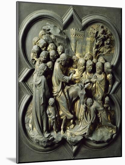 Triumphal Entry of Christ into Jerusalem, Gilded Bronze Panel-Lorenzo Ghiberti-Mounted Giclee Print