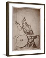 Triumphant France, C.1674 (Pierre Noire and Grey Wash on Paper)-Charles Le Brun-Framed Giclee Print