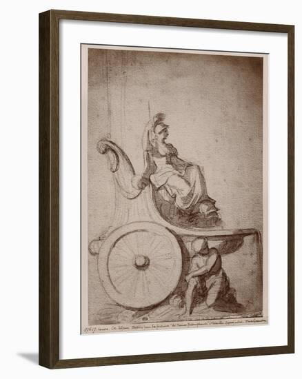 Triumphant France, C.1674 (Pierre Noire and Grey Wash on Paper)-Charles Le Brun-Framed Giclee Print