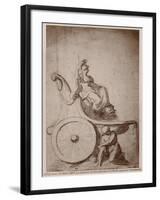 Triumphant France, C.1674 (Pierre Noire and Grey Wash on Paper)-Charles Le Brun-Framed Giclee Print