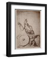 Triumphant France, C.1674 (Pierre Noire and Grey Wash on Paper)-Charles Le Brun-Framed Premium Giclee Print