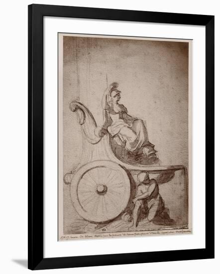 Triumphant France, C.1674 (Pierre Noire and Grey Wash on Paper)-Charles Le Brun-Framed Giclee Print