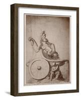 Triumphant France, C.1674 (Pierre Noire and Grey Wash on Paper)-Charles Le Brun-Framed Giclee Print