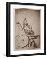 Triumphant France, C.1674 (Pierre Noire and Grey Wash on Paper)-Charles Le Brun-Framed Giclee Print