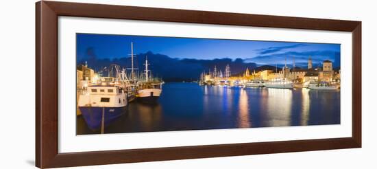 Trogir Town and Boat Docks at Night, Dalmatian Coast, Adriatic, Croatia, Europe-Matthew Williams-Ellis-Framed Photographic Print