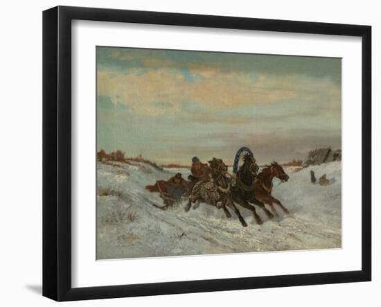 Troika on a Winter Road, End 1860s-Early 1870s-Nikolai Yegorovich Sverchkov-Framed Giclee Print