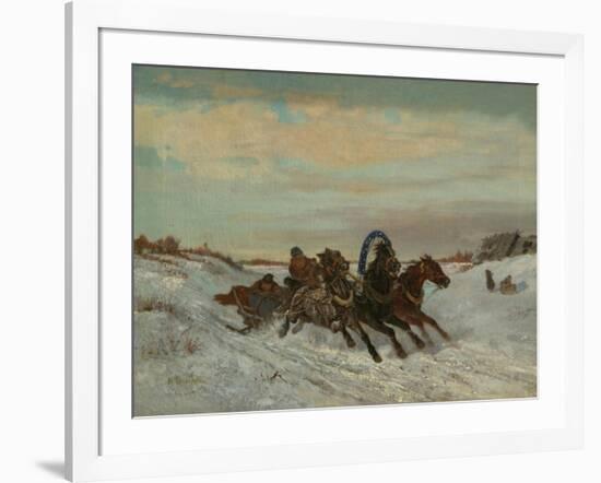 Troika on a Winter Road, End 1860s-Early 1870s-Nikolai Yegorovich Sverchkov-Framed Giclee Print